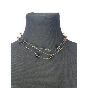 Martin Madam Floating Illusion Brown Tiger Eye Gold Beaded Gold Tone 3 Strand Fa